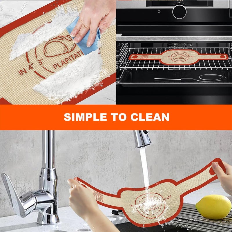 PLAPITATE Silicone Bread Sling Dutch Oven Liner, Non-Stick & Easy Clean Reusable Oval Silicone Bread Sling Baking Mat, Easy to Transfer Sourdough Bread - 2 Red Set - Image 5